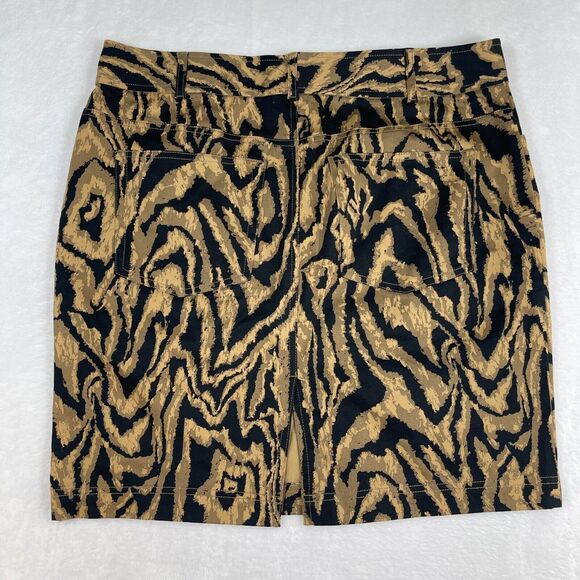 Chaps Skirt Womens Size 12 Animal Print Knee Length Unlined Slit Pockets Boho - Picture 4 of 9